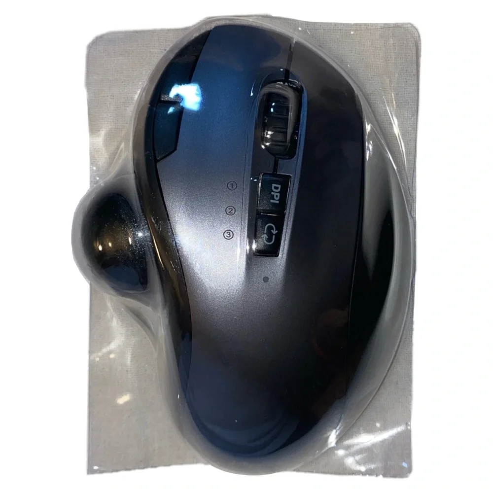 Jelly Comb Model MT50 Ergonomic Right-Hand Wireless Trackball Mouse, Dark Grey
